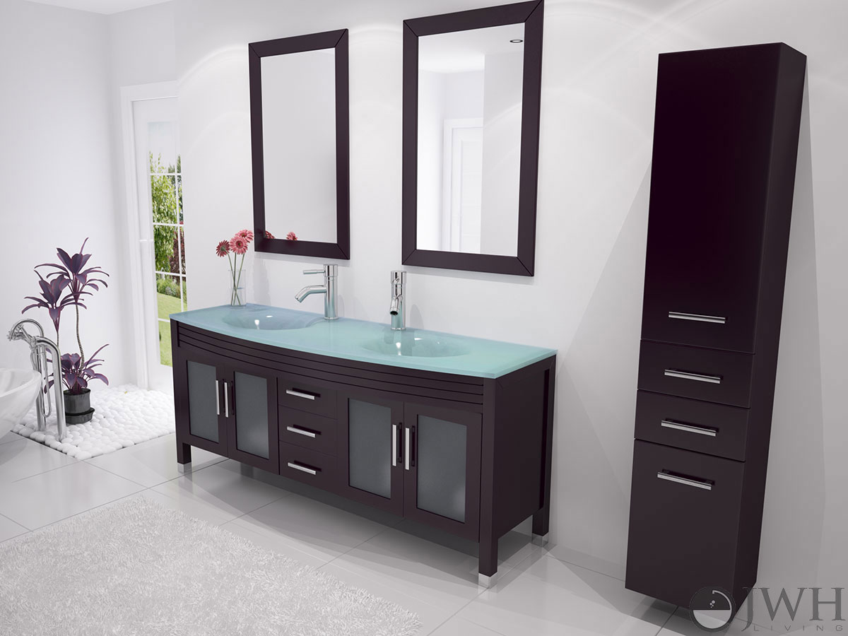 Espresso Double Bathroom Vanity 63" grand regent double bathroom vanity - glass - espresso Espresso Double Bathroom Vanity 63" grand regent double bathroom vanity - glass - espresso