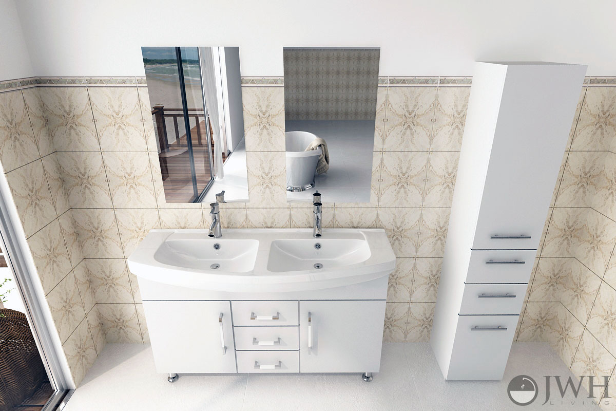 48" Celine Double Bathroom Vanity - White 48" Celine Double Bathroom Vanity - White