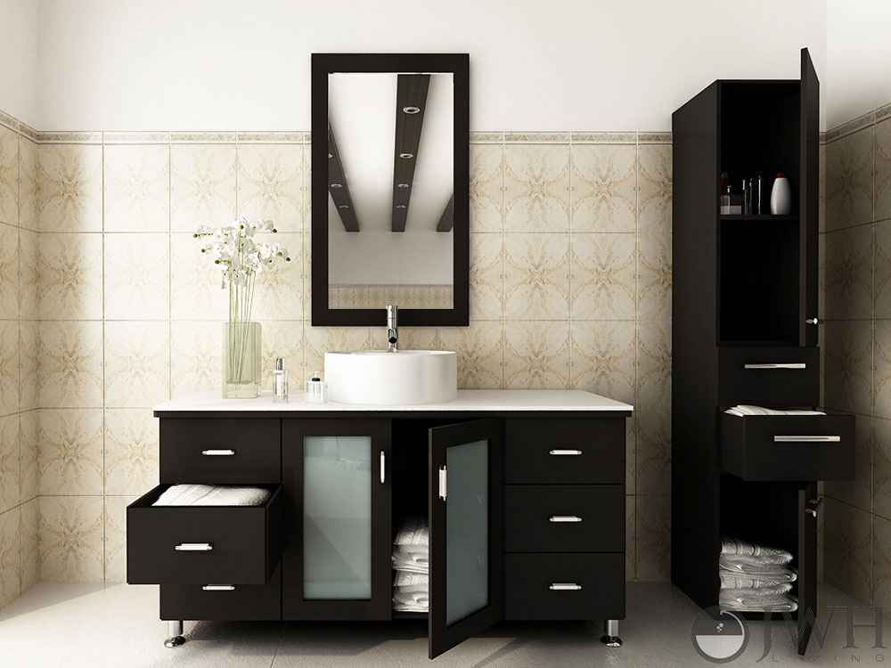 47 Grand Lune Bathroom  Vanity  White Top Espresso  