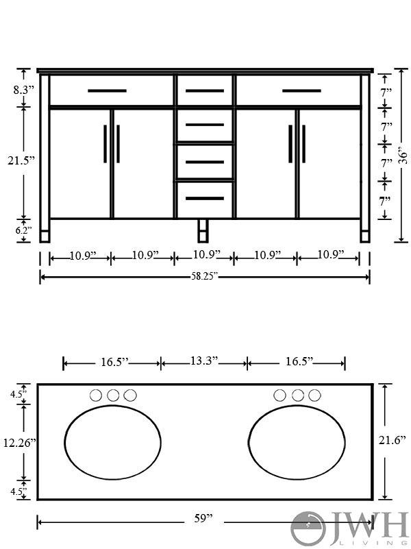 59" Rana Double Bath Vanity