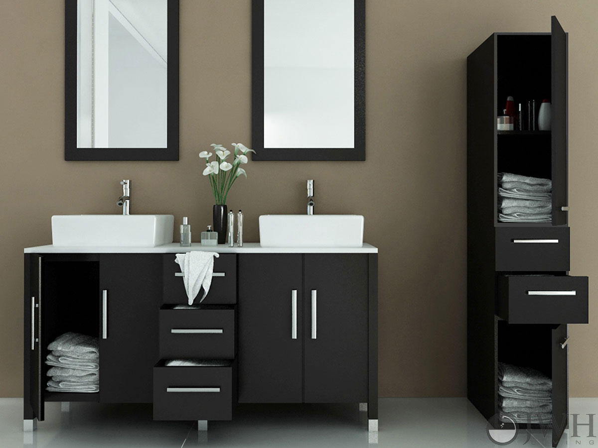 Bathroom Cabinets Espresso 59" sirius double bathroom vanity - espresso - bathgems Bathroom Cabinets Espresso 59" sirius double bathroom vanity - espresso - bathgems