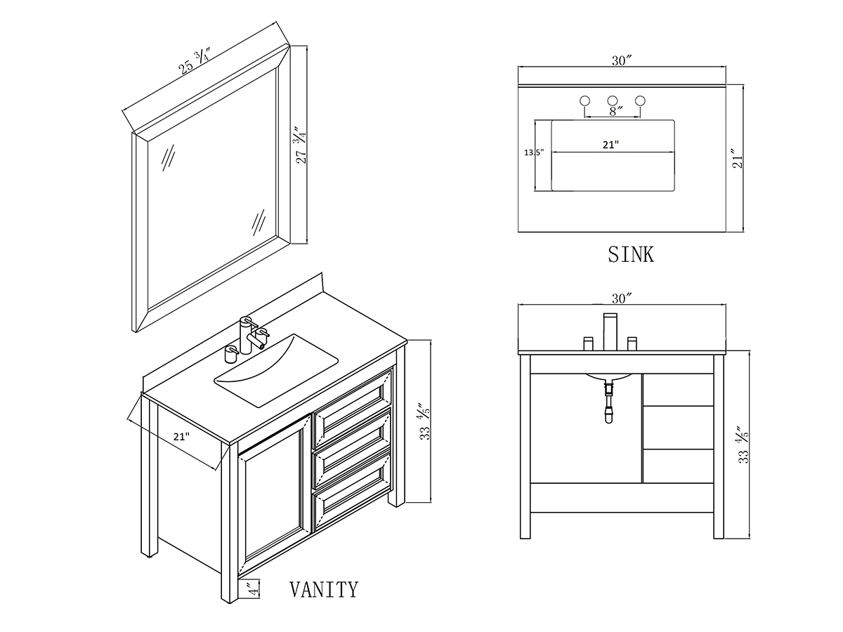 Bathroom Vanity Dimensions Inches