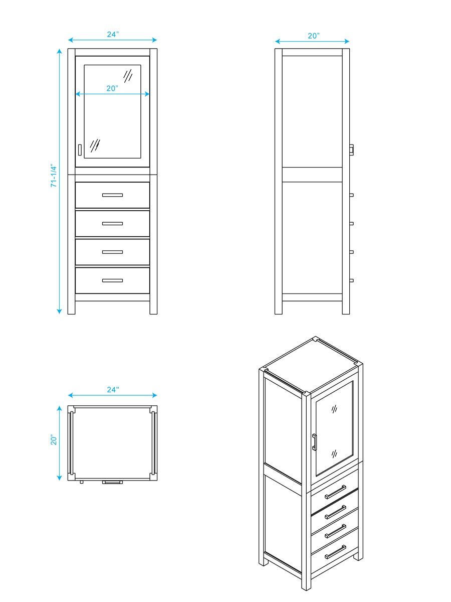 Optional Linen Cabinet - Dimensions