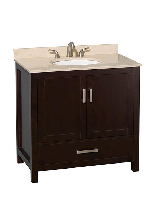 Shown with Ivory Marble Top and Round Sink
