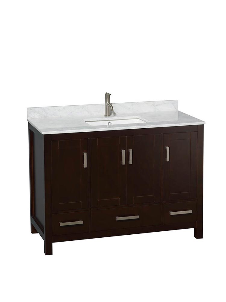 Shown with Carrera Marble Top and Square Sink