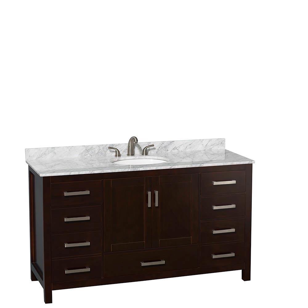 White Carrera Marble Top with Round Sinks