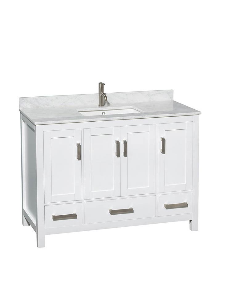 Shown with Carrera Marble Top and Square Sink