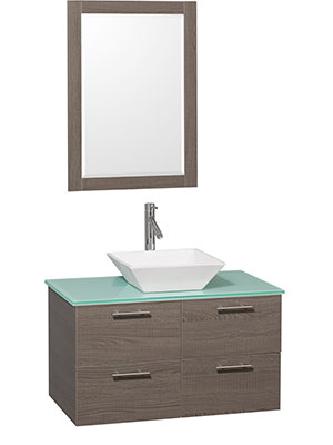36" Amare Single Vessel Sink Vanity - Grey Oak