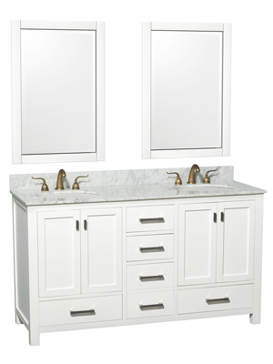 60" Sheffield Double Sink Vanity - White