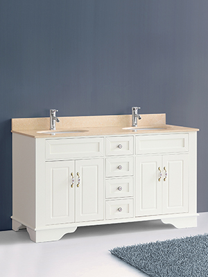 59" Littleton Double Sink Vanity - White
