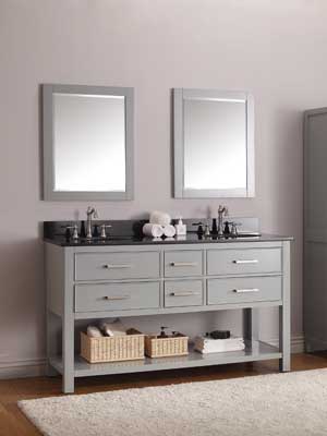 61" Begonia Double Sink Vanity - Chilled Gray