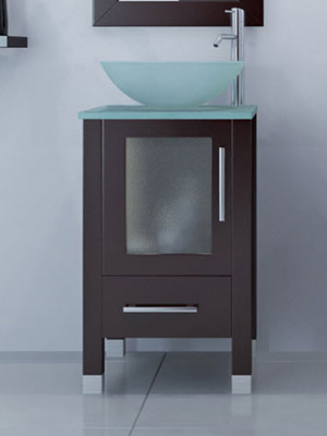 17.75" Soft Focus Single Vessel Sink Vanity - Glass