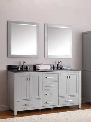 61" Toscana Double Sink Vanity - Chilled Gray