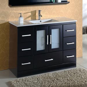 48" Double Carina Double Glass Top Vanity - Espresso