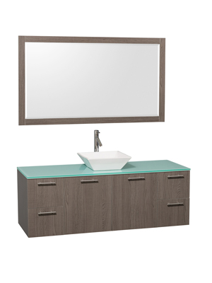 60" Amare Single Vessel Sink Vanity - Grey Oak
