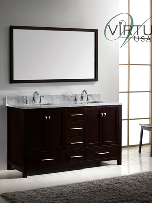 61" Caroline Avenue Double Sink Vanity - Espresso