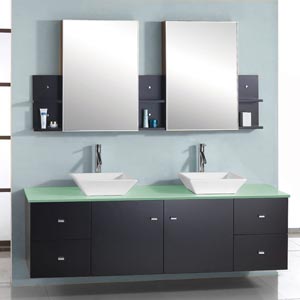 61" Clarissa Double Sink Vanity - Glass Top