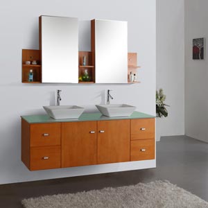 61" Clarissa Double Sink Vanity - Honey Oak