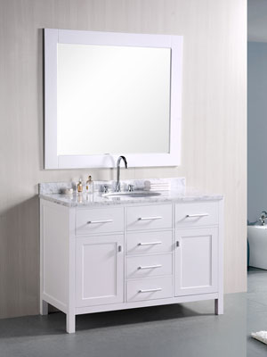 48" London Single Bath Vanity - White