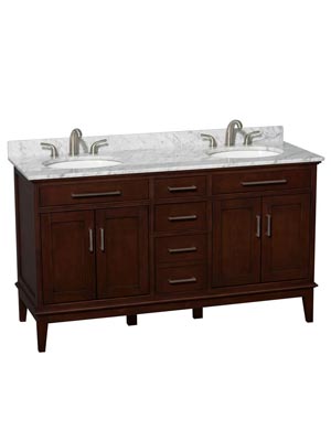 60" Hatton Double Sink Vanity - Dark Chestnut