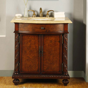 34" to 55" Savena Single Vanity - Travertine with LED Lights