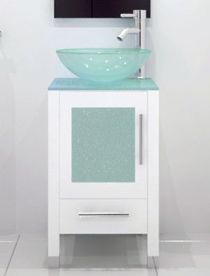 17 75 Soft Focus Single Vessel Sink Vanity Glass White