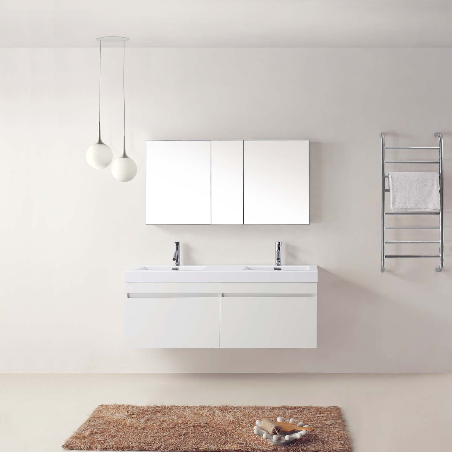 55" Zuri Double Sink Vanity - White