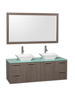60" Amare Double Vessel Sink Vanity - Grey Oak