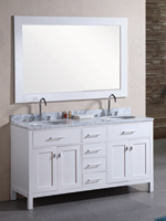 61" London Double Sink Vanity - White