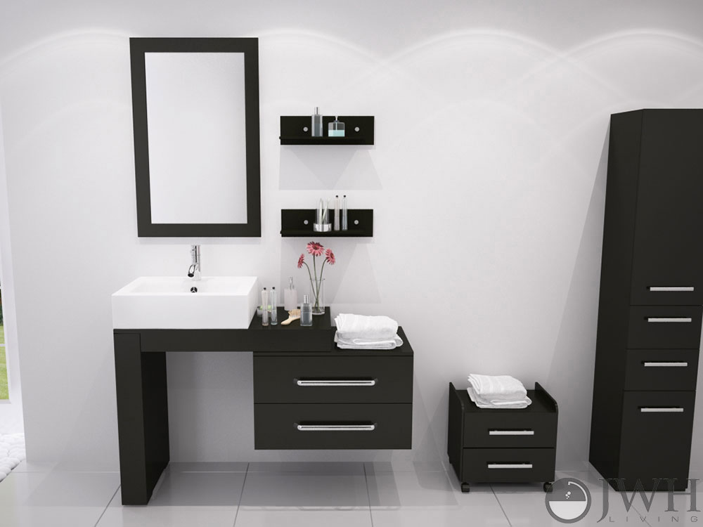 Wall mounted vanities like the Scorpio double sink are perfect additions to your bathroom